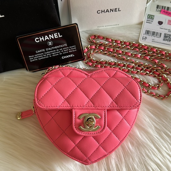 Chanel Heart Bag 22S Coral Pink Lambskin